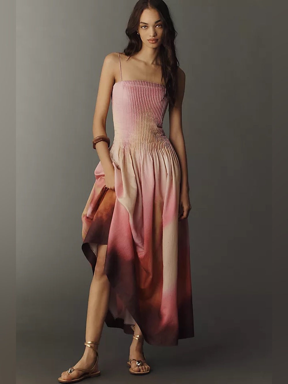 AMUR Grecia Printed Pleated Maxi Dress 😍sold out on line